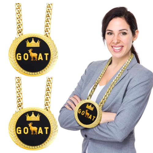 Tondiamo 2-Pack Big Gold Goat Medal Chain Necklace Sports Award - Variation 2