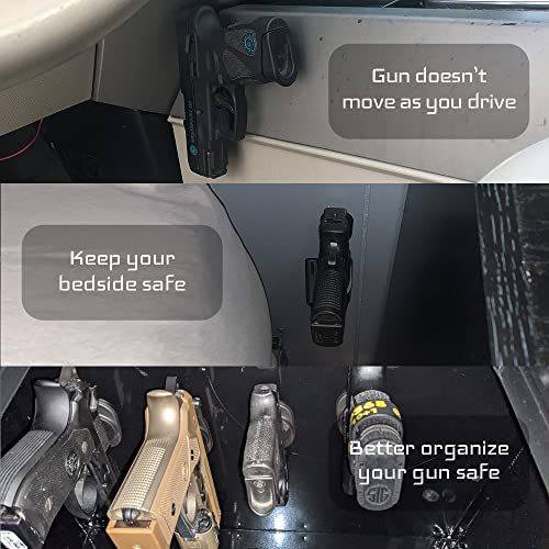 Gun Magnet - 30 lbs Magnetic Mount, Rubber Coated Holder - Black
