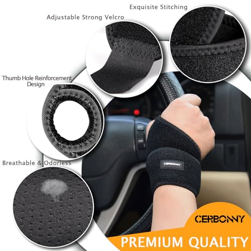 CERBONNY Carpal Tunnel Wrist Brace,1Pack Wrist Support Brace Adjustable Wrist Strap Reversible Wrist Brace for Sports Protecting/Tendonitis Pain Relief/Carpal Tunnel/Arthritis-right