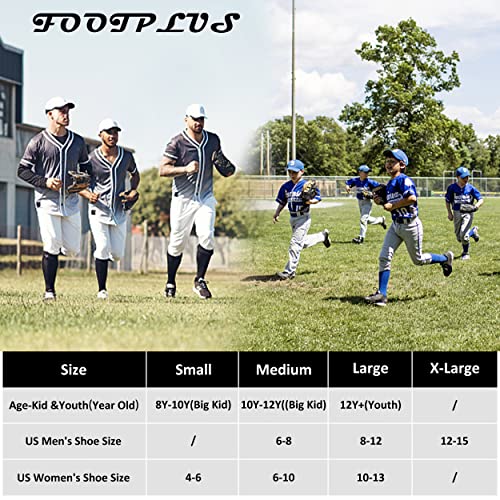 FOOTPLUS Unisex Knee High Baseball Softball Socks Medium White - Sports Halloween Cosplay