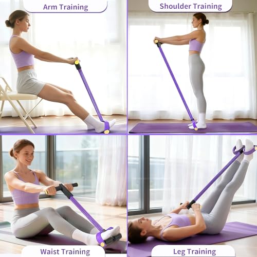 Pedal Resistance Band with Handles - 6-Tube Natural Rubber Fitness Bands
