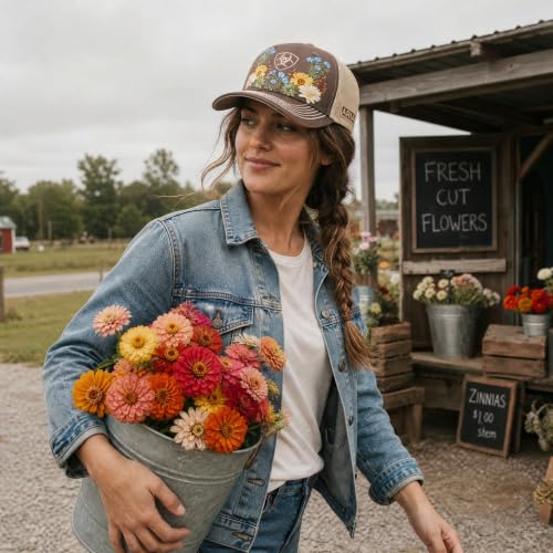 Ariat Women's Vintage Flowers Embroidered Trucker Cap - Brown