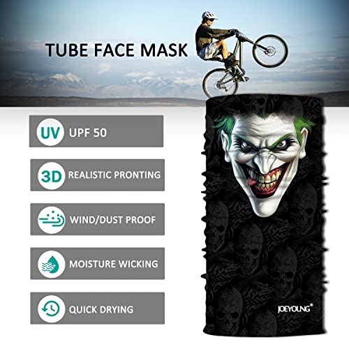 Skull Face Mask Neck Gaiter UV Sun Dust Headwear - Black & Joker