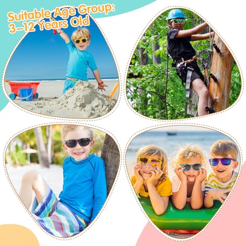 Kids Sunglasses Set - 3-Piece Black and Colorful Mirrored
