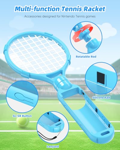 Tennis Rackets for Nintendo Switch 2 Joy-Con - Blue/Orange