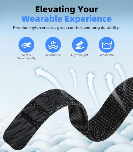 Adjustable Nylon Bicep Band for Fitness Tracker - Phantom Black, 22mm
