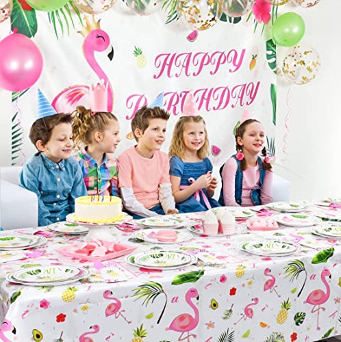 Flamingo Tablecloths - 2 Pack 108"x54" Tropical Luau Covers
