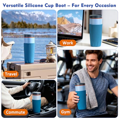 Silicone Water Bottle Boot for Owala 20oz Tumbler - Blue