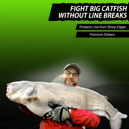 Catfish Sumo 1oz Flat No-Roll Lead Sinkers with Line Protectors, 10-Pack