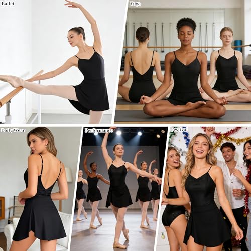 Women's Princess Black Camisole Leotard with Skirt - Medium Size