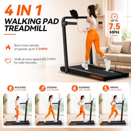 4-in-1 Foldable Walking Pad with Vibration Plate for Home