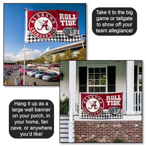 Alabama Crimson Tide 3x5 College Banner Flag - Durable Polyester Wall & Flagpole Decor