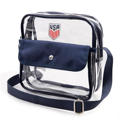 U.S. Soccer Clear Crossbody Bag - Stadium Approved with Zipper & Side Pocket