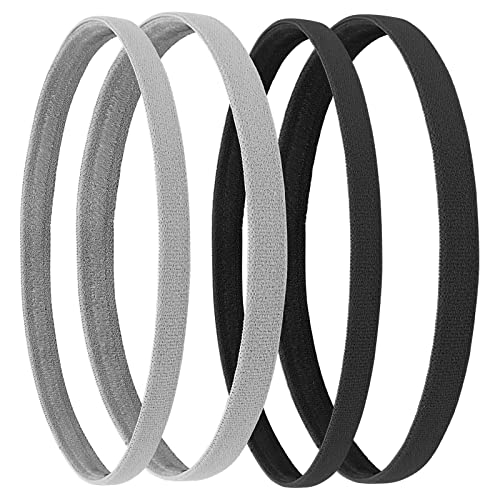 4-Pack Elastic Sports Headbands - Non-Slip Sweat-Wicking Athletic Hairbands