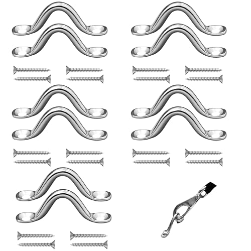 Stainless Steel Bimini Top Hardware - 10 Pad Eye Straps with Screws