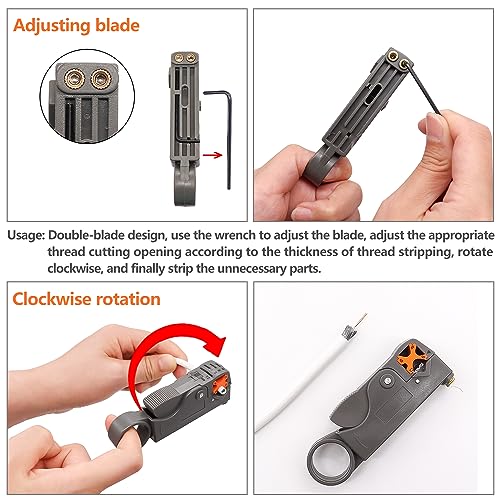 mxuteuk 2PCS Coax Coaxial Cable Stripper Cutter Tool for RG59 RG58 RG6 RG11