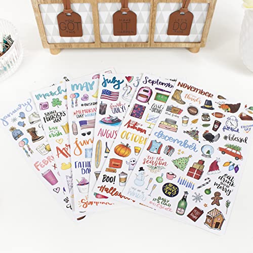 Holiday Seasonal Planner Sticker Sheets - Vintage Design, 310 Stickers