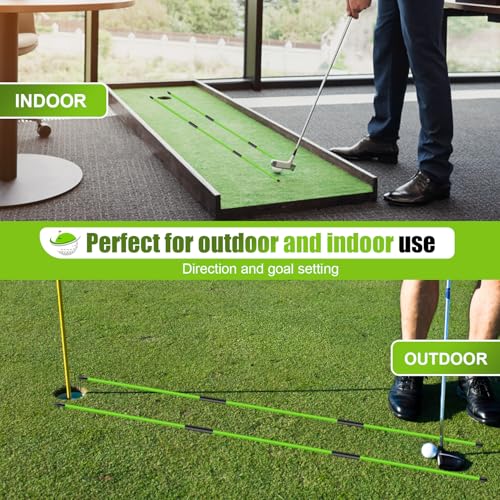 Jsportic Green 48" Collapsible Golf Alignment Sticks Set with 10 Tees