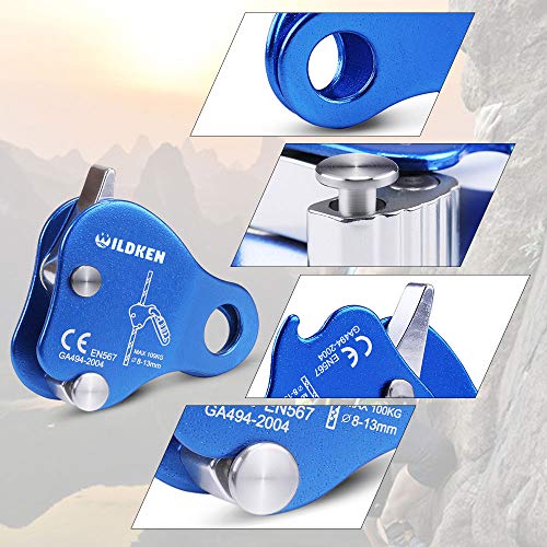 WILDKEN Blue Climbing Ascender Fall Protection Belay Device Rope Grab