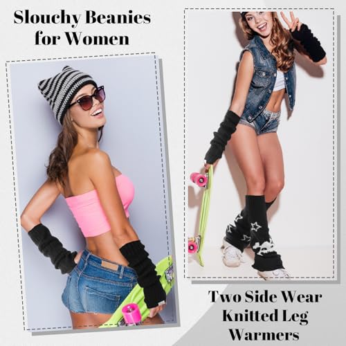 Y2K Knit Arm & Leg Warmers - Star Skull Striped Dance Accessories