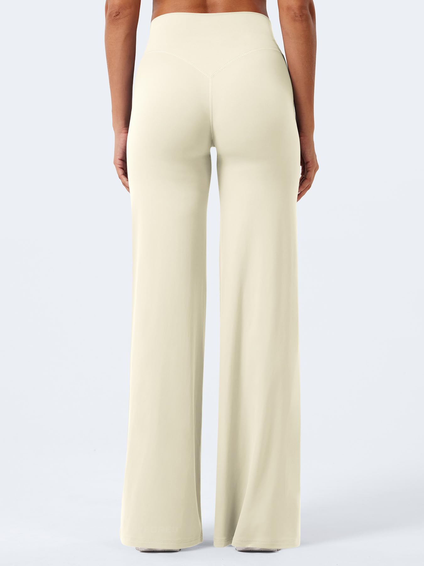 YEOREO Workout Womens Straight Leggings 33" Thin Fleece Gym Apricot White M