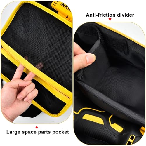 Impact Driver Bag Case Compatible with DEWALT 20V MAX XR DCF900B DCF961B DCF891B DCF899B DCF900P1 Cordless Wrench Kit, Carring Holder Fits for Milwaukee/for Ryobi Impact Gun(Box Only)-Yellow Zipper