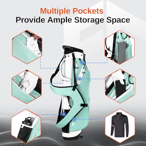 Lightweight Golf Stand Bag - 4-Way Dividers, Holds 10 Clubs, Mint