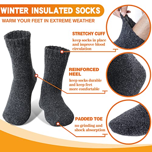 Welwoos 3 Pairs Warm Thermal Socks for Men & Women, Large/Dark Black