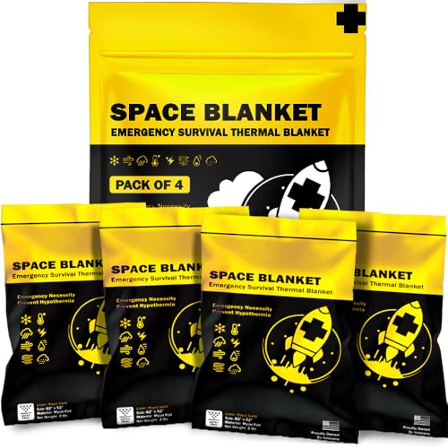 Emergency Mylar Thermal Blankets - 4 Pack Survival Kit