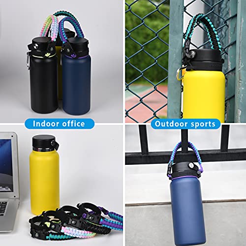 iLVANYA Bright Rainbow Paracord Handle for Hydro Flask 2.0 Wide Mouth Water Bottles - Durable, Comfortable, Multi-Functional