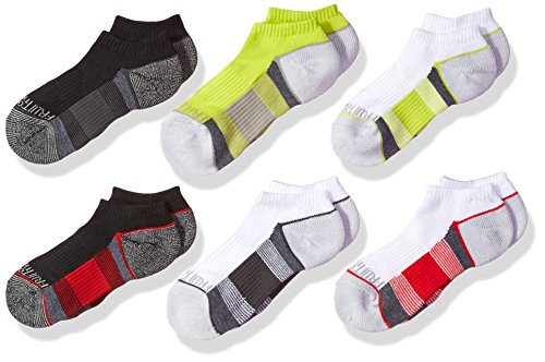 Boys' No Show Socks - Cushion 10 Pack - White/Red/Black/Gray/Green - Medium