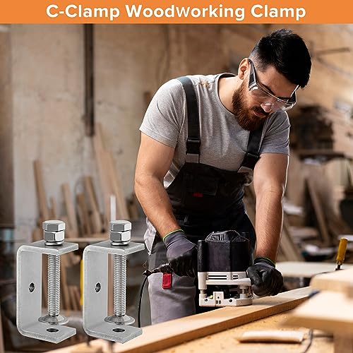 304 Stainless Steel C Clamp,1 1/2 Inch Tiger Clamp Woodworking Clamp Heavy Duty C Clamps for Woodworking, Welding and Construction,Features Stable Wide Jaws and Protective Pads(2 Pcs)