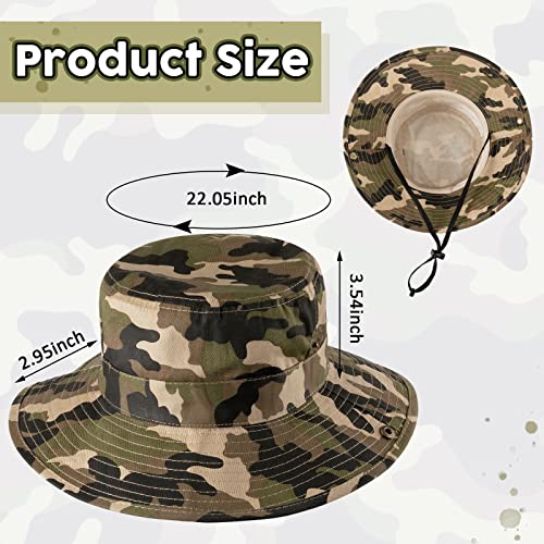 Kids Camouflage Sun Bucket Hat with Adjustable Chin Strap - Boys & Girls Outdoor Sun Protection