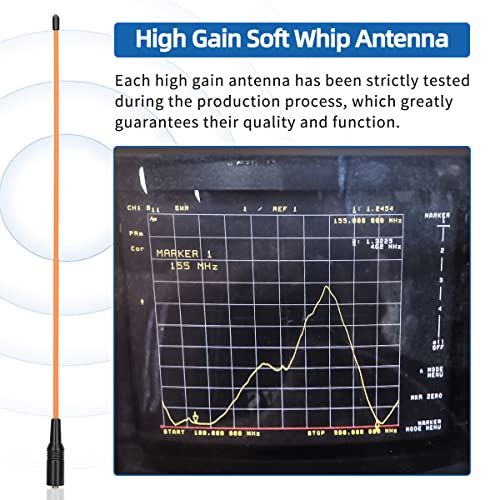 GMRS Antenna 15.3 Inch Flexible Whip SMA-Female - Orange, 2 Pack