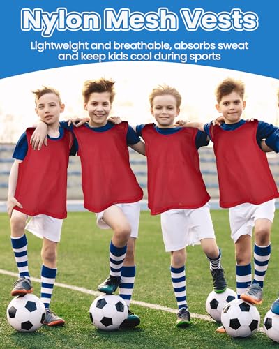 50 Pack Lightweight Pinnies Scrimmage Vests for Soccer & Basketball