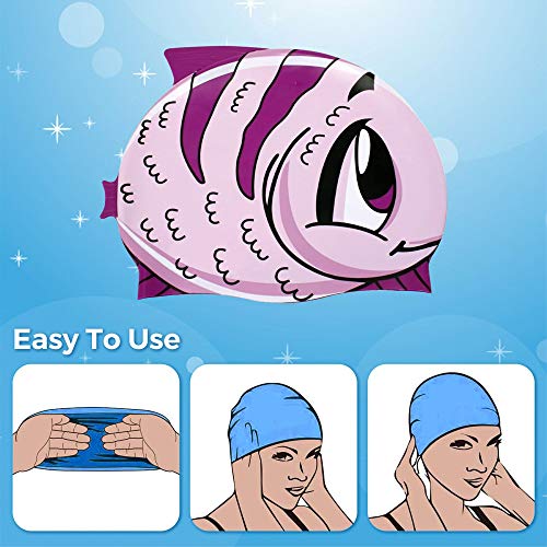 Kids Swimming Critter Cap - Purple Fish