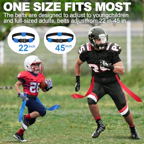 Flag Football Set with 14 Belts, 42 Flags, Size 3 Ball & Cones - Youth & Adult Sports Equipment