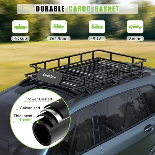 Heavy Duty Roof Basket Cargo Rack - 64" x 39" - Black