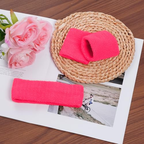 Wicking Sweat Headband & Wristbands Set - Pink