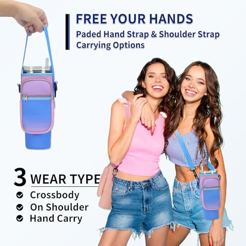 GOEWY Water Bottle Carrier Bag for Stanley Cup 40/30oz with Phone