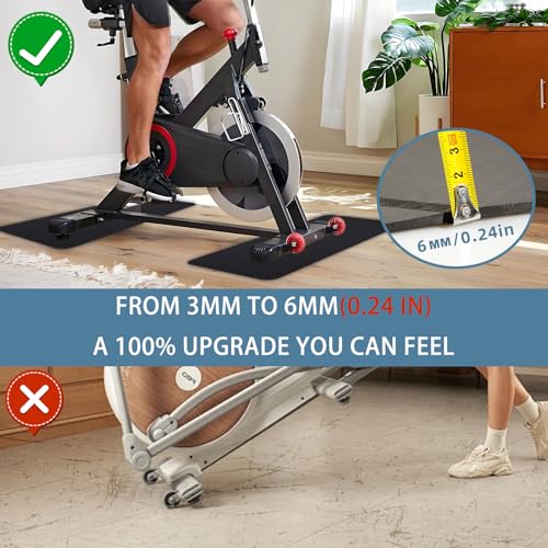 2-Piece Non-Slip Exercise Bike Mat Set - 0.24" Thick Floor Protector
