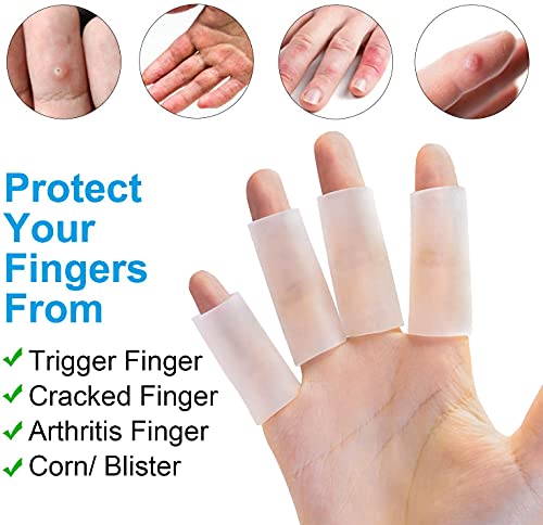 Sumifun 5 Pair (10 pcs) Gel Finger Sleeves for Thumb, Trigger Finger, Arthritis, Eczema, Hand Protection