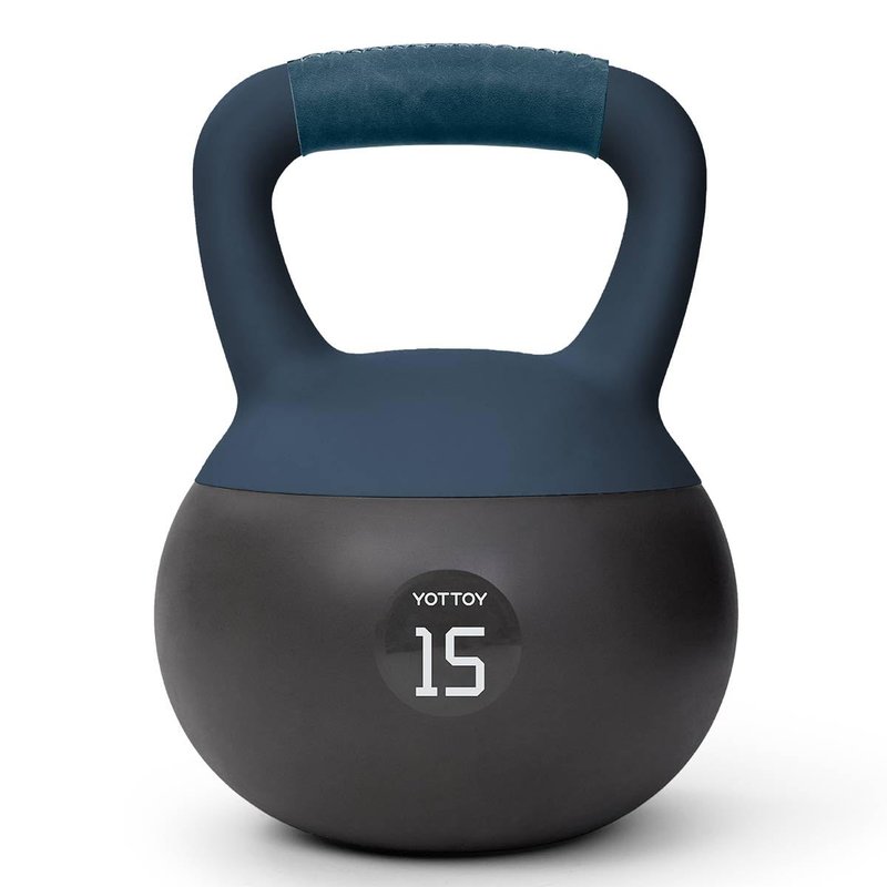 YOTTOY Soft Kettlebell with Leather Handle – Anti-Slip Sweat-Absorbing Grip, Home Gym Kettlebell Weights for Strength Training, Safe Neoprene Kettlebell for Women & Men (Purple, 6 LB)