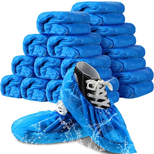 1000 Pcs Disposable Shoe Covers Boot Cover Waterproof Non Slip Shoe Protector Booties Covers for Indoor Carpet Floor Workplace Protection, One Size Fit Most(Blue)