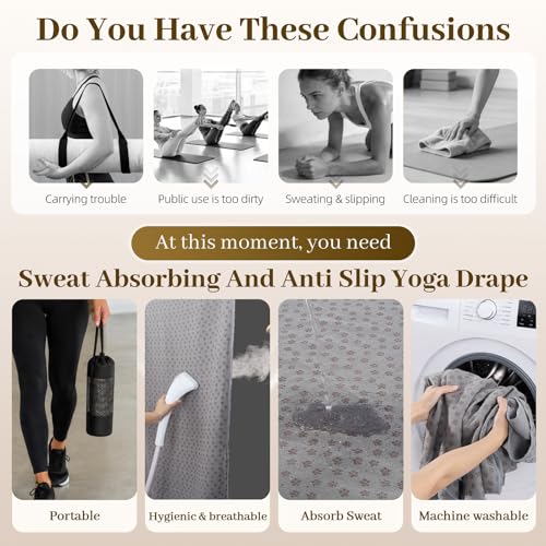 Non Slip Yoga Mat Towel with Silicone Grip Dots - 72 x 24 inches