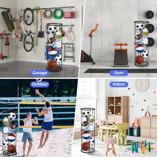Wall-Mounted Sports Ball Storage Rack for Basketball & Soccer
