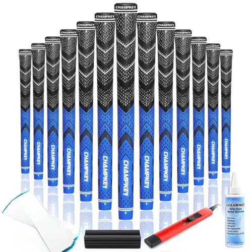 Midsize Blue Golf Grips 13 Pack with Vise Clamp & Solvent