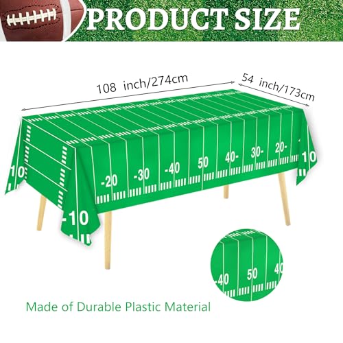 Football Field Disposable Tablecloths - 54 x 108 Inch, 2 Pack