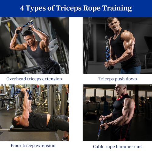 Tricep Rope Cable Attachment - 27 & 36 Inch, Non-Slip Grip