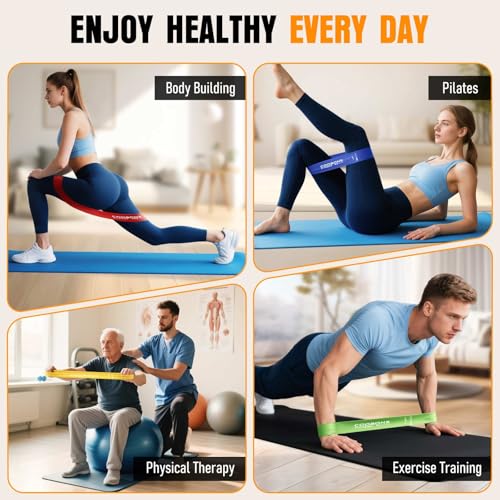 Resistance Bands Set - 5 Levels, 10-40LBS, Latex Workout Bands